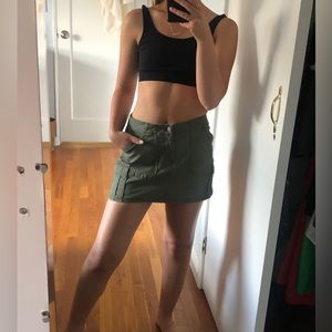 Army green cargo mini skirt